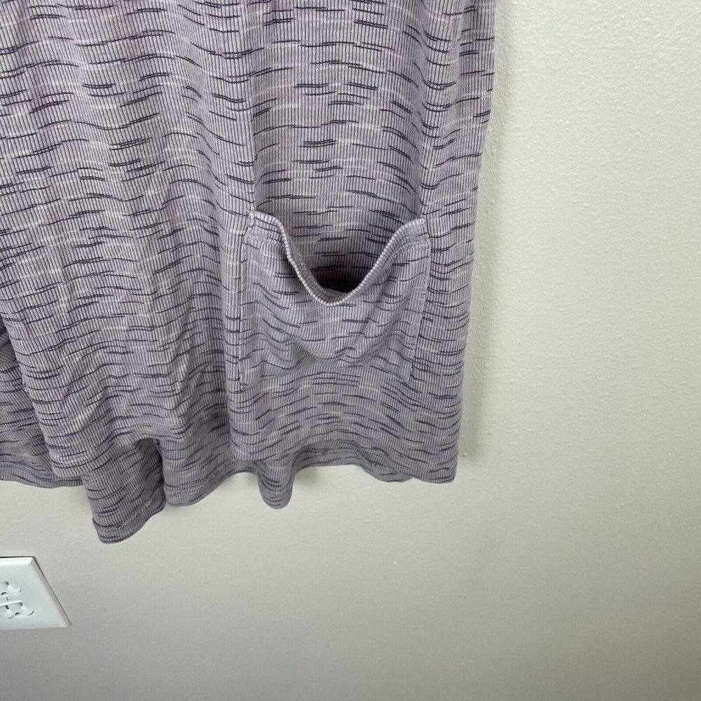 LOGO By Lori Goldstein Purple Short Sleeve Tunic Top Women's Size L Pockets - Picture 3 of 6